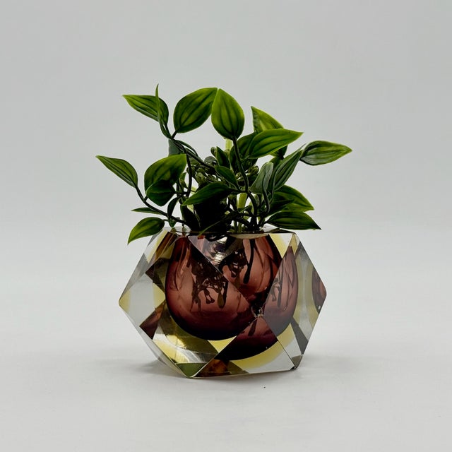 Mid-Century Modern Geometric Sommerso Glass Vase, 1970s For Sale - Image 3 of 13