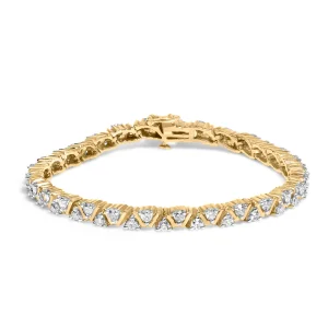 14K Yellow Gold 4.00 Cttw Diamond Triangle Link Tennis Bracelet (H-I Color, I1-I2 Clarity) - 7" Inch