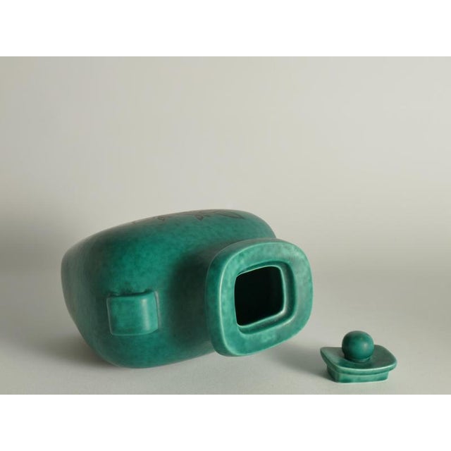 Art Deco Green Lidded Vase by Wilhelm Kåge for Gustavsberg, 1956 For Sale - Image 6 of 18