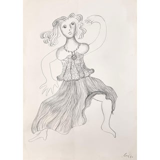 Enrico Baj, Dancer, Signed Drawing, 1981 For Sale