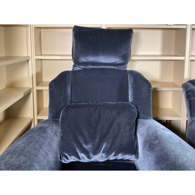 Late 19th Century Stunning Blue Velvet Empire Revival Accent Chairs (Pair) For Sale - Image 12 of 18