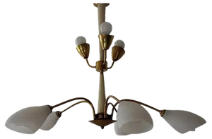 Italian Brass Chandelier, 1950s