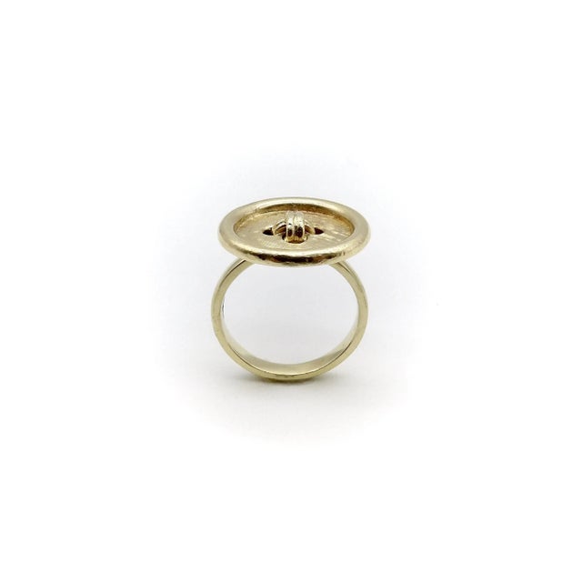 1990s 1990s 14k Gold Button Ring, Size 7 For Sale - Image 5 of 8