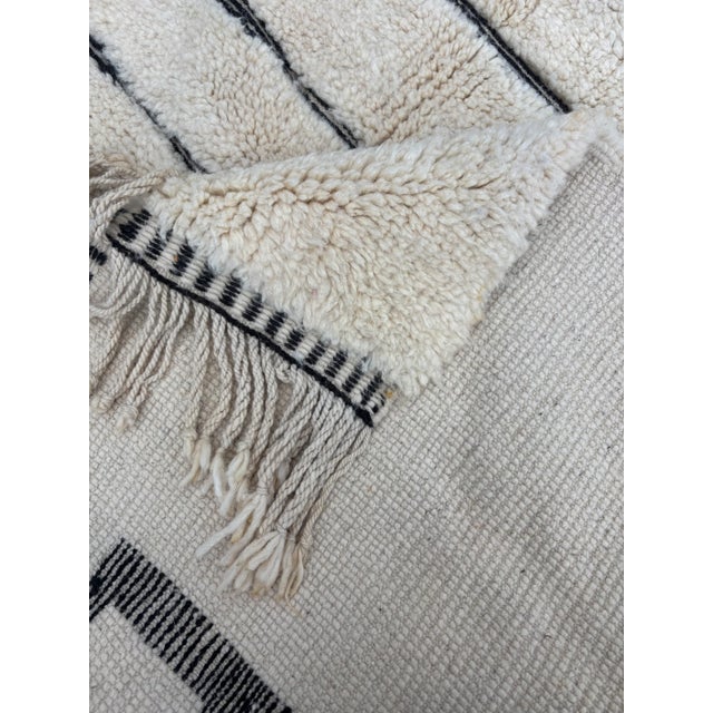 Textile Minimal Moroccan Wool Rug With Graphic Line For Sale - Image 7 of 8