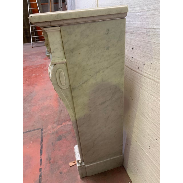 Louis XVI Style Fireplace in White Carrara Marble, 1800s For Sale - Image 17 of 18