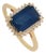 3.31ct Emerald-Cut Blue Sapphire Diamond Modern Engagement Ring Size 8 in 14k Gold For Sale