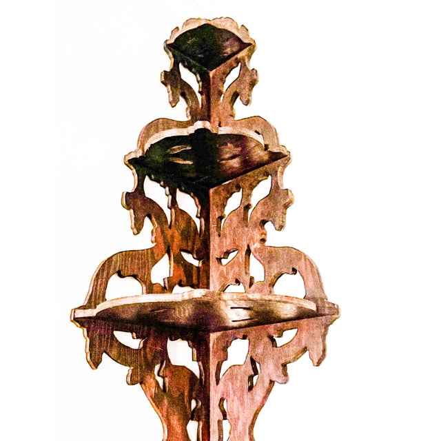 Traditional Antique English Regency Carved Mahogany Fretwork Hanging Corner Shelf / Bracket Antique Regency For Sale - Image 3 of 4