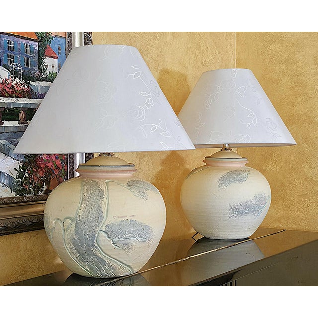 Vintage 1980s Postmodern Sculptural Ceramic Table Lamps – a Pair For Sale - Image 13 of 18