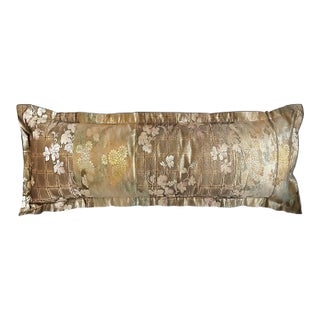 Japanese Silk Bolster Pillow, Gold Brocade, 1920s Obi For Sale