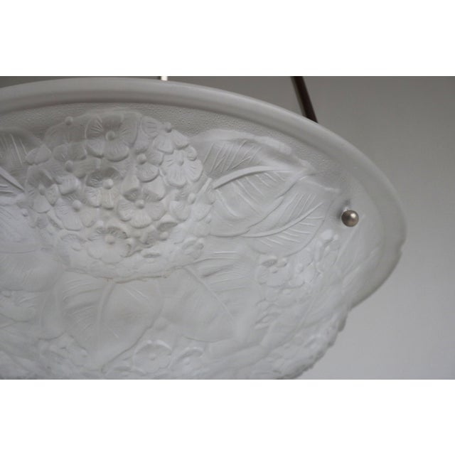 Vintage Art Deco French Pendant Light in Glass, 1920 For Sale - Image 4 of 14