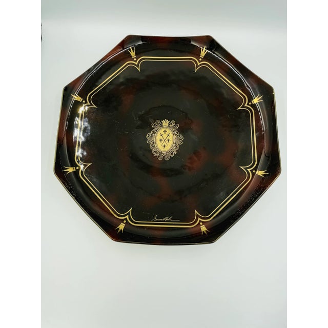 Mid 20th Century Signed Royal Brown and Gold Platter For Sale - Image 12 of 12