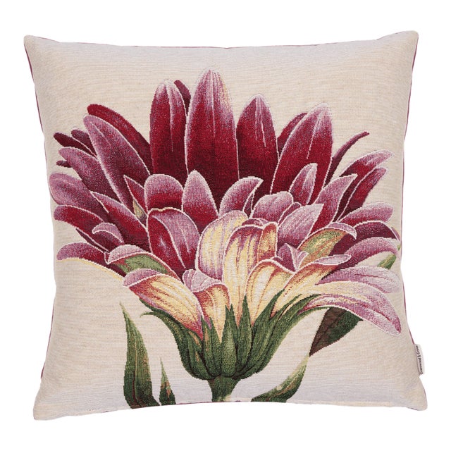 Daisy Pink Woven Cushion With Feather Filler - 42x42cm (17"x17") For Sale