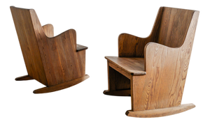 Swedish Mid Century Modern Sculptural Wooden Lovö Rocking Chairs by Axel Einar Hjorth for Nordiska Kompaniet Sweden, 1930s, Set of 2