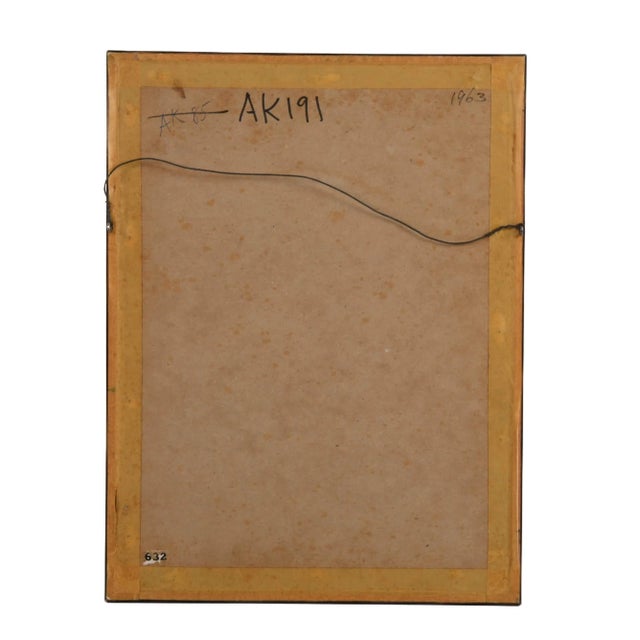 Framed Signed J. Akston "Untitled, 1963" Acrylic on Paper Painting For Sale In Greensboro - Image 6 of 11