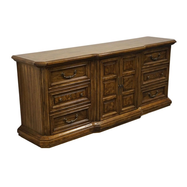 AMERICAN OF MARTINSVILLE Solid Walnut Italian Mediterranean 79″ Triple Door Dresser 2384-216 32.5" High 79" Wide 20.25"...