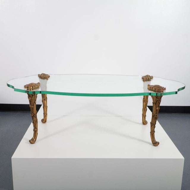 Gilt bronze coffee table attributed to PE Guerin.