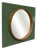 Round Teak Wall Mirror on Green Rectangular Board, 1960s For Sale