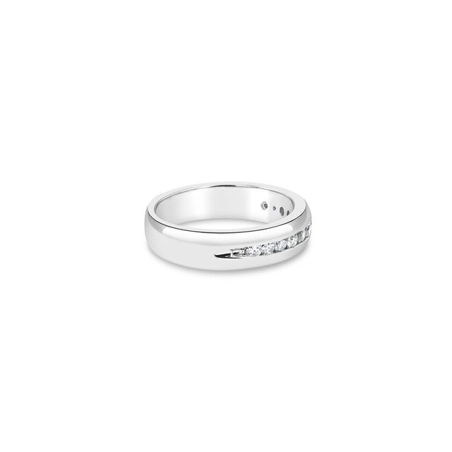 Contemporary Channel Set Diamond Wedding Band .67cttw 14k White Gold, Size 9 For Sale - Image 3 of 3