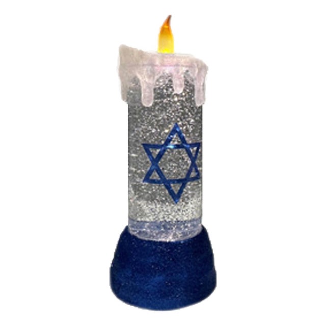 Hanukkah Candle Snow Globe 9.5"H For Sale
