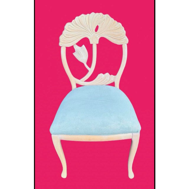 Wood Vintage Hand Carved Italian Dining Chairs With New Upholstery in the Style of Phyllis Morris - Set of 4 For Sale - Image 7 of 11