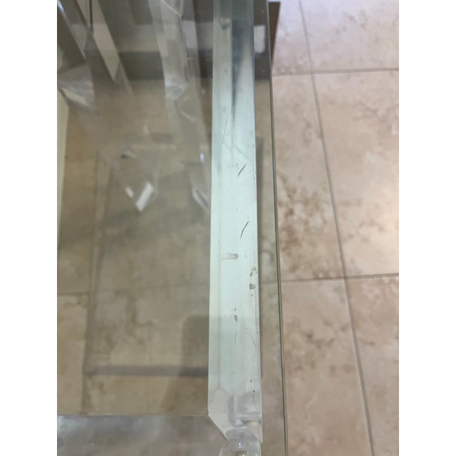 Transparent 1980s Mid Century Modern Lucite Glass Side Table Style of Karl Springer For Sale - Image 8 of 12