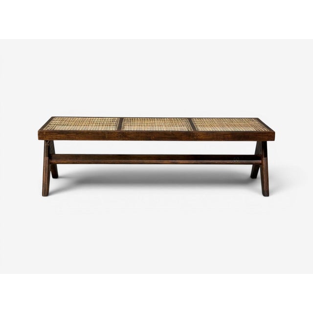 Pierre Jeanneret, Three Seat Benches, Teak, Cane, Chandigarh, India, 1960s For Sale - Image 10 of 16