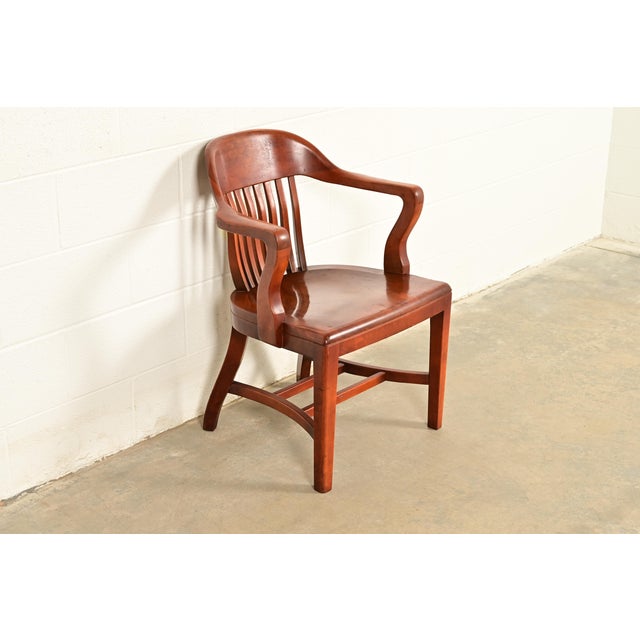 Early 20th Century B. L. Marble Chair Co. Antique Mission Arts & Crafts Walnut Banker's Chair, Circa 1910 For Sale - Image 5 of 14