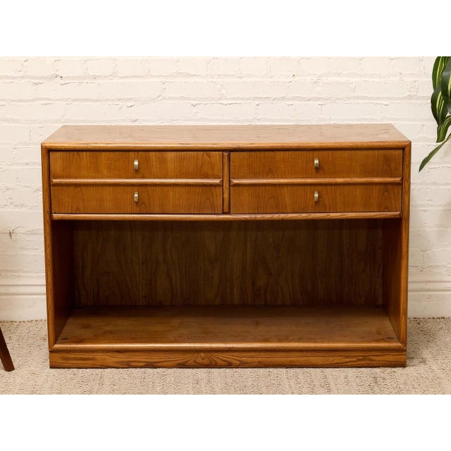 Mid 20th Century Oak Double Drawer Cabinet With Lp Cubby For Sale - Image 11 of 12