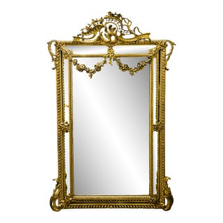 19Th Century Louis XVI Style, Console, Wall Mirror, Gilt Wood, For Sale