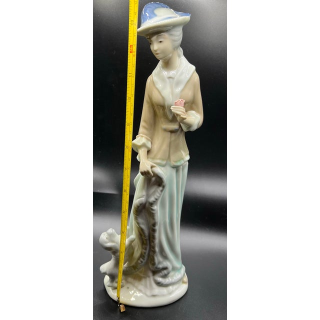Ceramic Lladro Porcelain Figurine of Woman With Dog at Her Feet For Sale - Image 7 of 8