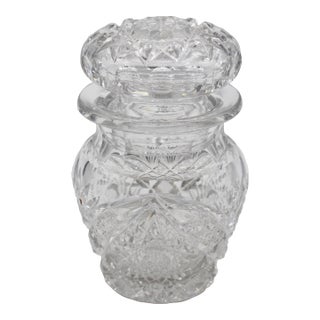 Circa 1896-1915 American Brilliant Period Cut Glass Jar With Cover For Sale