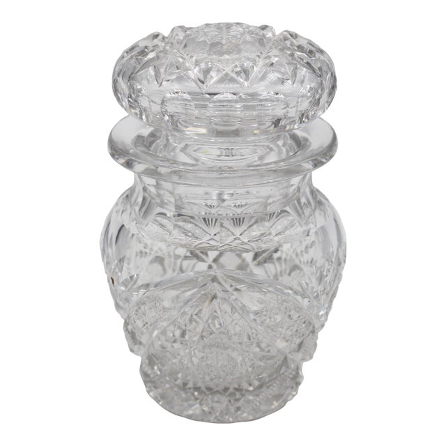 Circa 1896-1915 American Brilliant Period Cut Glass Jar With Cover For Sale