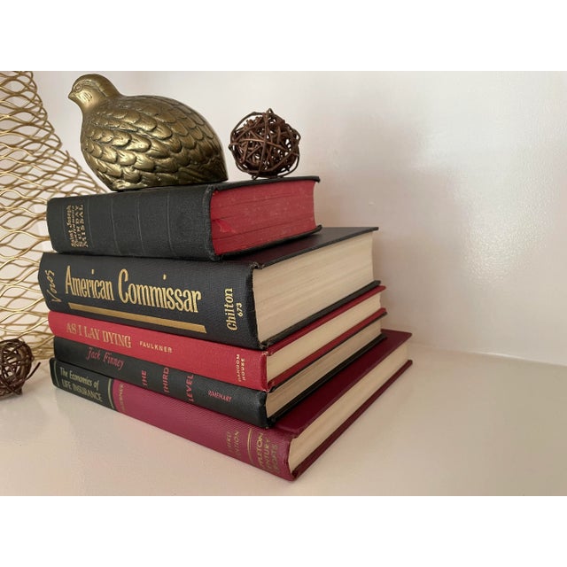 Traditional Mid-Century Vintage Book Stack in Black and Red - Set of 5 For Sale - Image 3 of 7