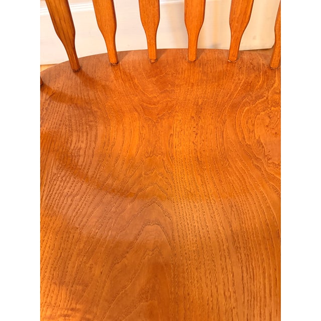 Vintage S. Bent & Brothers Colonial Windsor-Style Oak Rocking Chair For Sale In Boston - Image 6 of 7