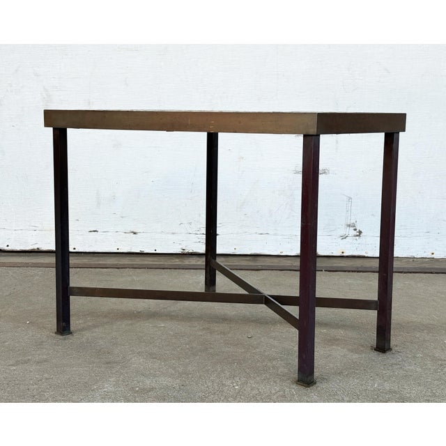 Metal Mid-Century Modern Bronze and Murano Glass Mosaic Trapezoid Side Table in the Manner of Mosaic House / Vladimir Kagan For Sale - Image 7 of 12