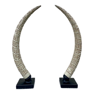 Vintage Plaster Tusk Shaped Sculptures - A Pair