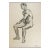 Vintage 1950 Charcoal Study Seated Male Figure Drawing For Sale