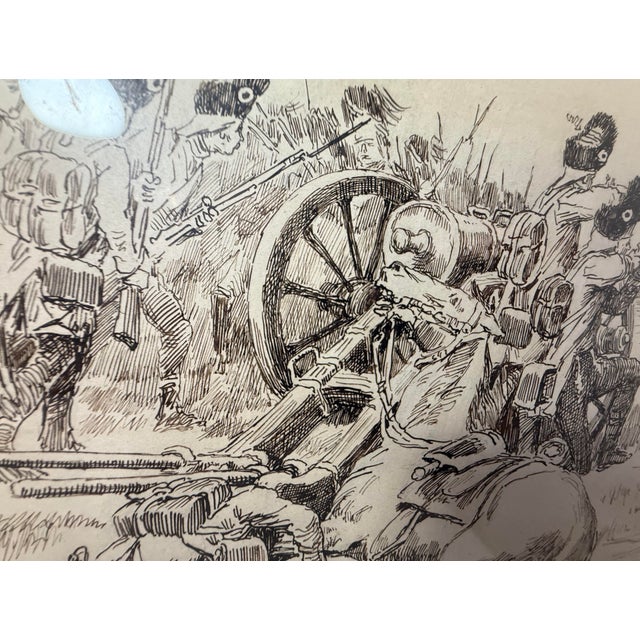 Original 19th Century Antique Henri Pille Military War Battle Pen Ink Drawing For Sale - Image 18 of 18