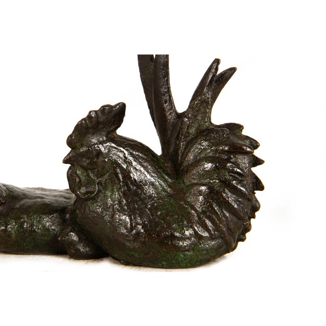 Metal Japanese Meiji Period Bronze Okimono Sculpture of Rooster & Hen For Sale - Image 7 of 10