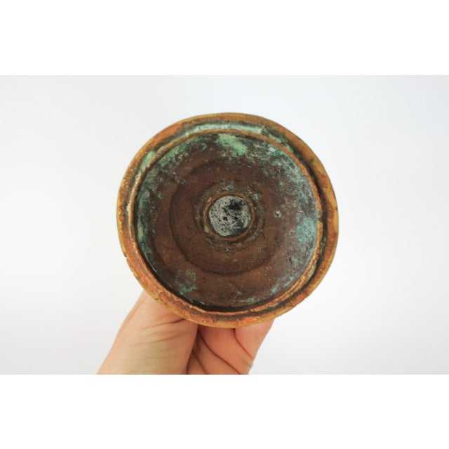 Vintage Etched Brass Asian Philippine Wedding Vessels or Urns - A Pair For Sale - Image 14 of 15