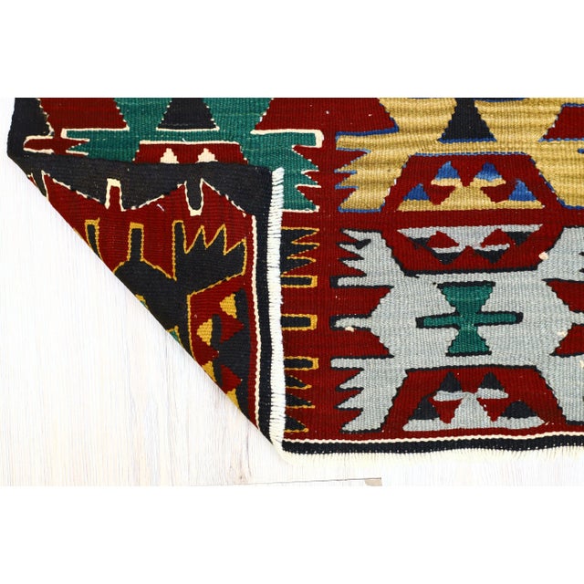 1960s Scandinavian Wool Red Handwoven Ethnic Kilim Rug For Sale - Image 10 of 13