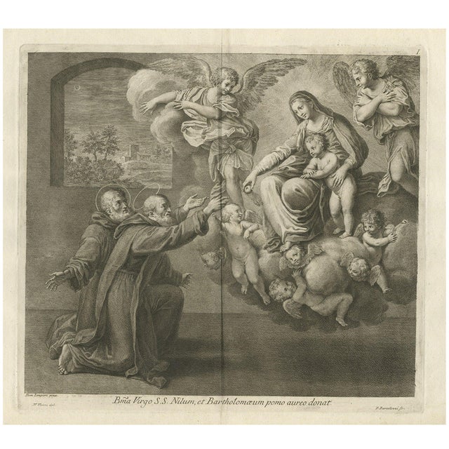 After Zampieri, Plate of Saints Nilus and Bartholomew Kneeling for the Holy Virgin, 1762, Print For Sale