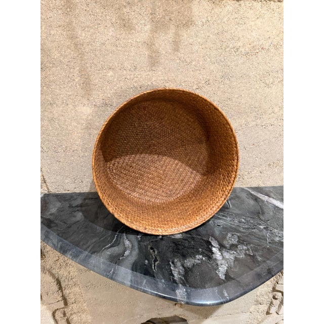 1980s Woven Storage Wicker Basket Round Shape Vintage Modern For Sale - Image 5 of 8