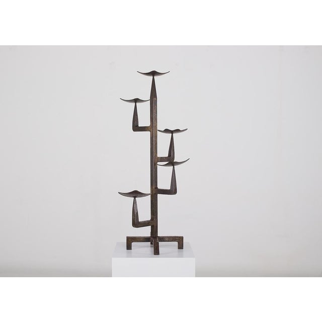 Brutalist Wrought Iron 4-Armed Candelabra, 1960s For Sale - Image 6 of 6