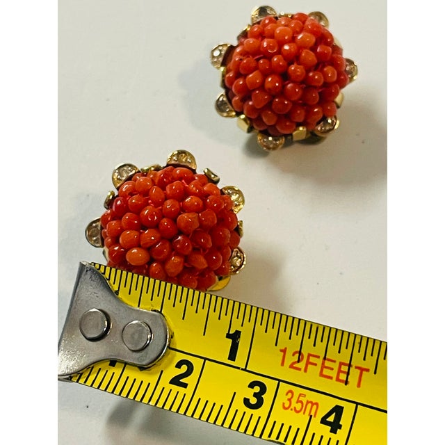Shell Vintage Nettie Rosenstein Woven Coral Bead Earrings, A Pair For Sale - Image 7 of 7