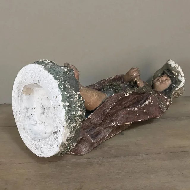 Antique Terra Cotta Chalk-Painted Statue ~ Art Nouveau Period For Sale - Image 11 of 12