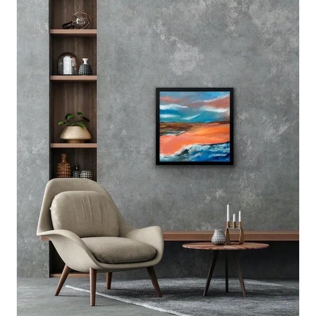 Orange & Blue Abstract English Moorland Landscape Earthy Colours Contemporary British Artist For Sale - Image 4 of 12