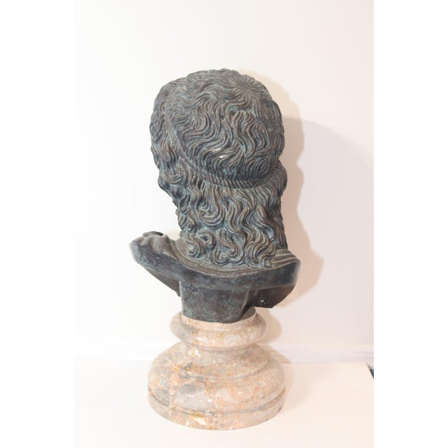 Art Deco Vintage Bronze Bust on Marble Base For Sale - Image 3 of 11