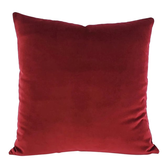 Schumacher Gainsborough Velvet in Burgundy Pillow Cover For Sale