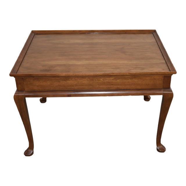 Late 20th Century Baker Furniture Walnut Large Tea Table With Angular